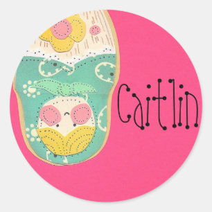 Pegatina Redonda Personalice a los Pegatinas de Matryoshka