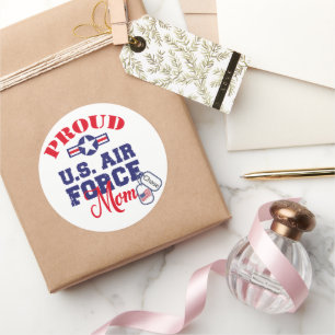 Pegatina Redonda Personalice Dog Tag US Air Force Mom