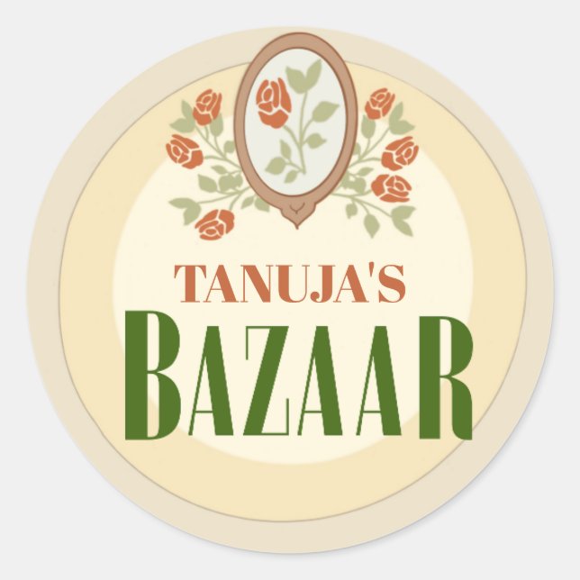 Pegatina Redonda Personalised Mendhi Stickers |Henna Night Stickers (Anverso)