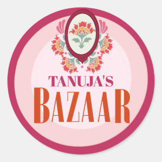 Pegatina Redonda Personalised Mendhi Stickers |Henna Night Stickers