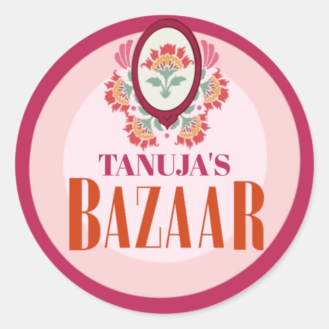 Pegatina Redonda Personalised Mendhi Stickers |Henna Night Stickers (Anverso)