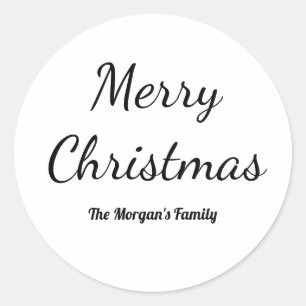 Pegatina Redonda personaliza añade tu foto texto feliz navidad vaca