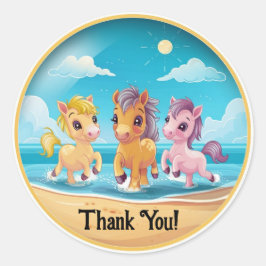 Pegatina Redonda Personaliza el nombre de los ponis más pequeños en