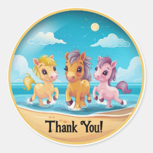 Pegatina Redonda Personaliza el nombre de los ponis más pequeños en