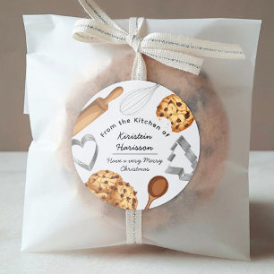 Pegatina Redonda Personaliza el tema de hornear galletas caseras