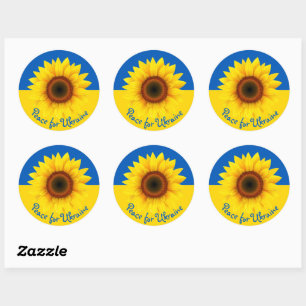 Pegatina Redonda Personaliza el texto Ucrania Cla azul amarillo gir