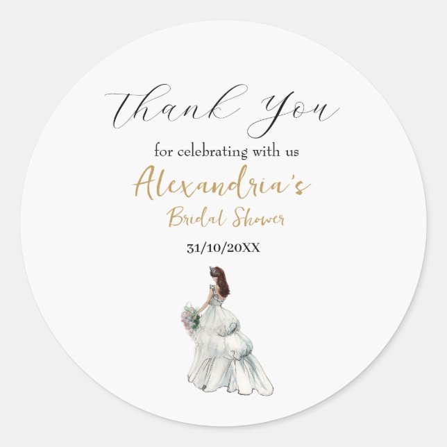 Pegatina Redonda Personaliza el vestido de Despedida de Soltera Gra (Anverso)