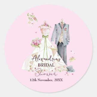 Pegatina Redonda Personaliza el vestido de novia para la despedida 
