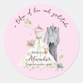 Pegatina Redonda Personaliza el vestido de novia para la despedida 