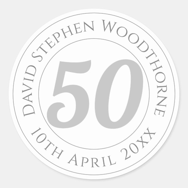 Pegatina Redonda Personaliza la celebración conmemorativa del cumpl (Anverso)