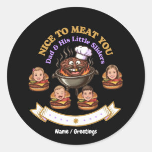 Pegatina Redonda Personaliza Regalo Maestro Parrilla BBQ Encantado