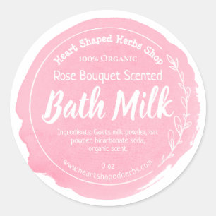 Pegatina Redonda Personalizable Bath Milk Label Empresarial a mano