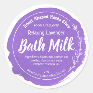 Pegatina Redonda Personalizable Bath Milk Label Empresarial a mano
