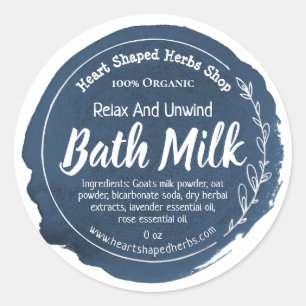 Pegatina Redonda Personalizable Bath Milk Label Empresarial a mano