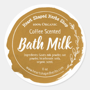 Pegatina Redonda Personalizable Bath Milk Label Empresarial a mano