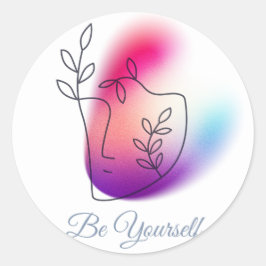 Pegatina Redonda Personalizable "Be Yourself" (Sé tú mismo) Pegatin