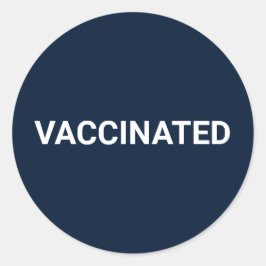 Pegatina Redonda Personalizable blanco azul marino oscuro vacunado