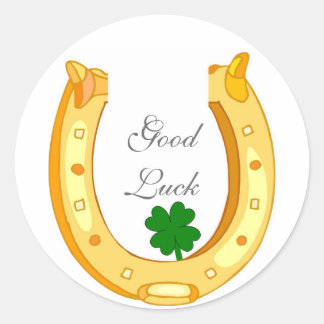 Pegatina Redonda Personalizable Buena Suerte Horseshoe