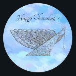 Pegatina Redonda Personalizable Chanukah Pegatina, pequeño<br><div class="desc">Similar a uno de mis diseños de tarjetas de felicitación,  use estos pegatinas en sobres,  paquetes y lo que quiera usar pegatinas. Añade una nota festiva a tus regalos,  tarjetas,  cartas,  etc.</div>