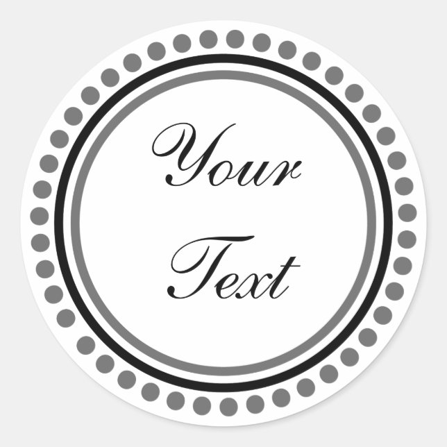 Pegatina Redonda Personalizable (Círculo de puntos negro/gris) (Anverso)