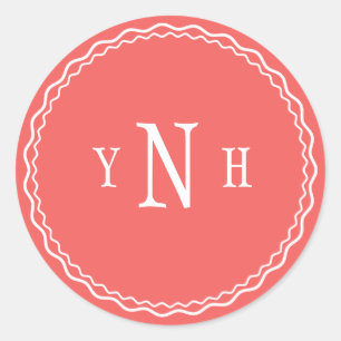 Pegatina Redonda Personalizable con monograma de tres letras