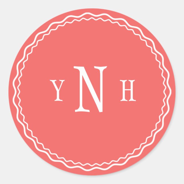 Pegatina Redonda Personalizable con monograma de tres letras (Anverso)