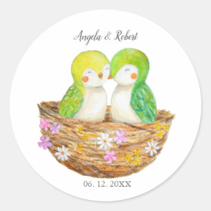 Pegatina Redonda Personalizable Cute Aves Amantes Amantes Específic