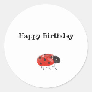 Pegatina Redonda Personalizable Cute Bonito Red Ladybug