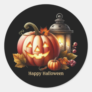 Pegatina Redonda Personalizable de calabaza de Halloween
