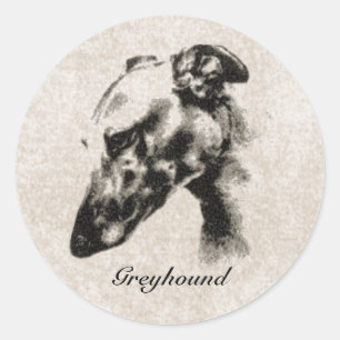 Pegatina Redonda Personalizable de elegancia de Greyhound