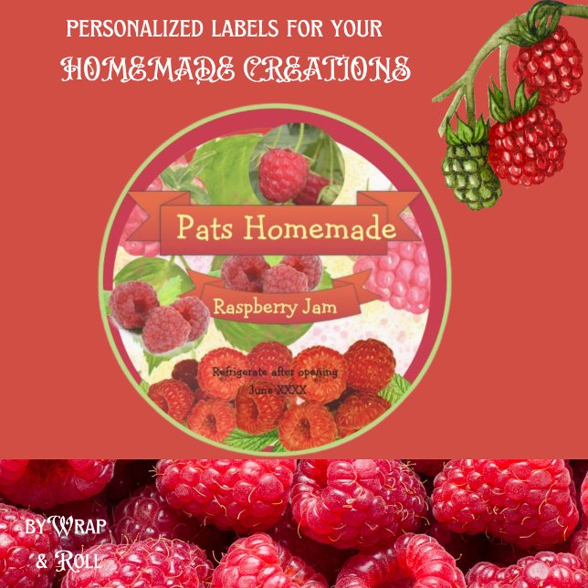 Pegatina Redonda Personalizable de frambuesa casera (Subido por el creador)