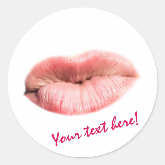 Pegatina Redonda Personalizable de los labios de besada (Anverso)