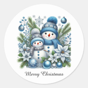 Pegatina Redonda Personalizable de snowman Navidades festivos