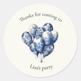 Pegatina Redonda Personalizable Delft Blue Balloons