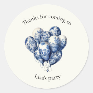 Pegatina Redonda Personalizable Delft Blue Balloons