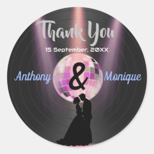 Pegatina Redonda Personalizable Disco Boda