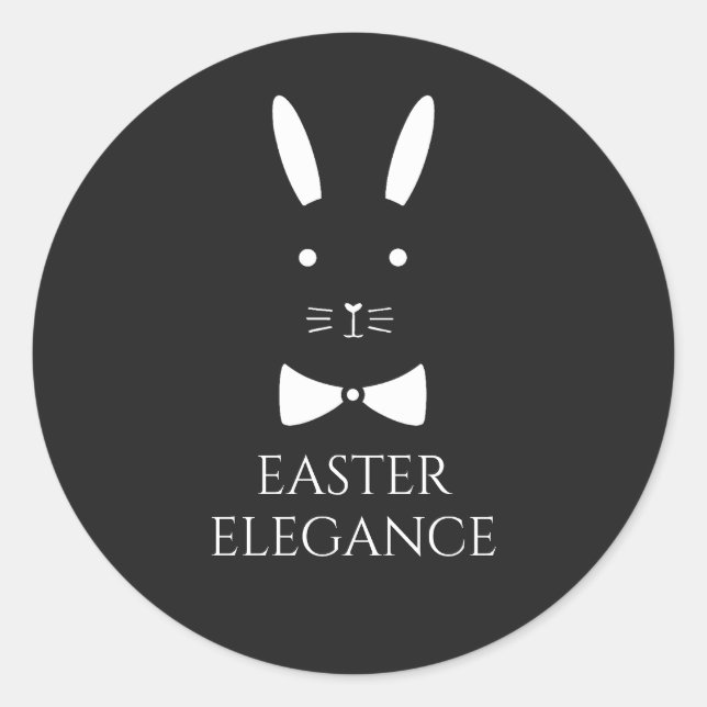 Pegatina Redonda Personalizable Easter Elegance Bunny (Anverso)