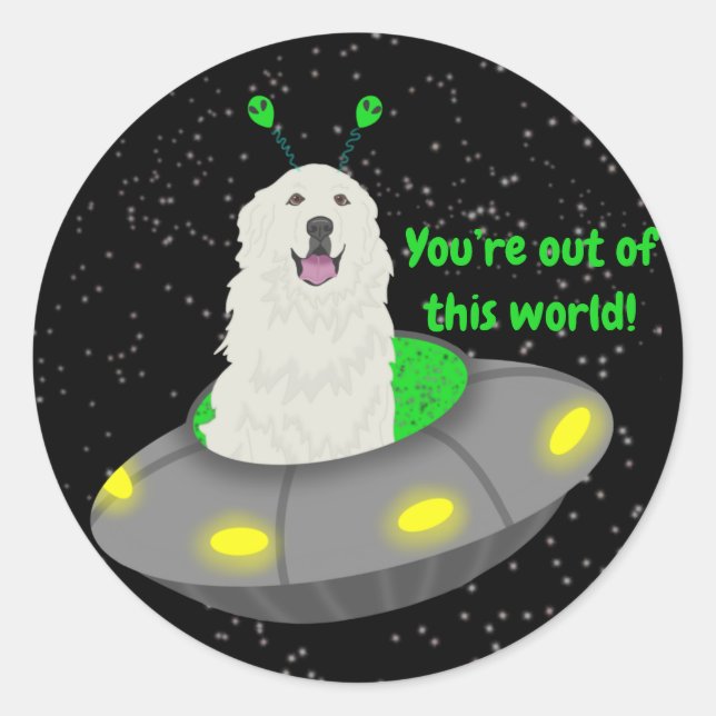 Pegatina Redonda Personalizable ¡Estás fuera de este mundo! (Anverso)