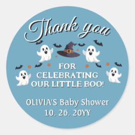 Pegatina Redonda Personalizable Halloween Baby Shower Gracias