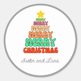 Pegatina Redonda Personalizable Holiday Fun and Merry