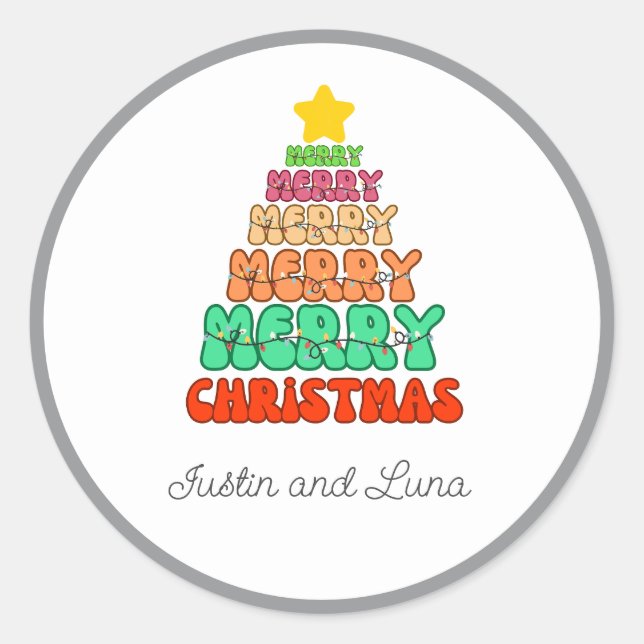 Pegatina Redonda Personalizable Holiday Fun and Merry (Anverso)
