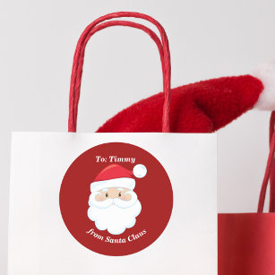 Pegatina Redonda Personalizable lindo Santa Claus regalo de Navidad