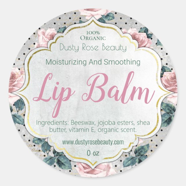 Pegatina Redonda Personalizable Lip Balm Label Empresarial hecho a  (Anverso)