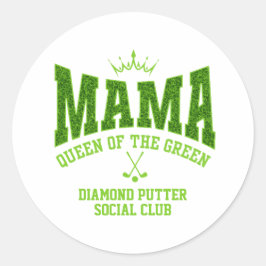 Pegatina Redonda Personalizable MAMA QUEEN DEL Golf Femenino VERDE