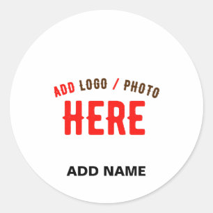 PEGATINA REDONDA PERSONALIZABLE MODERNO ESTILO BLANCO VERIFICADO MA