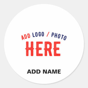 PEGATINA REDONDA PERSONALIZABLE MODERNO ESTILO BLANCO VERIFICADO MA