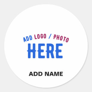 PEGATINA REDONDA PERSONALIZABLE MODERNO ESTILO BLANCO VERIFICADO MA