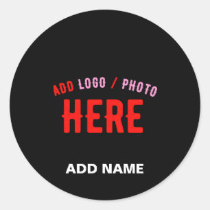 PEGATINA REDONDA PERSONALIZABLE MODERNO ESTILO NEGRO VERIFICADO MAR