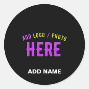PEGATINA REDONDA PERSONALIZABLE MODERNO ESTILO NEGRO VERIFICADO MAR
