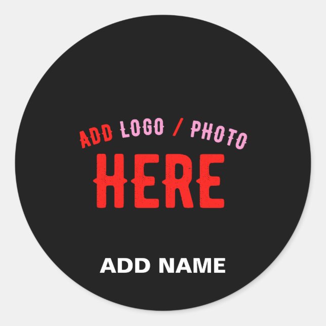 PEGATINA REDONDA PERSONALIZABLE MODERNO ESTILO NEGRO VERIFICADO MAR (Anverso)